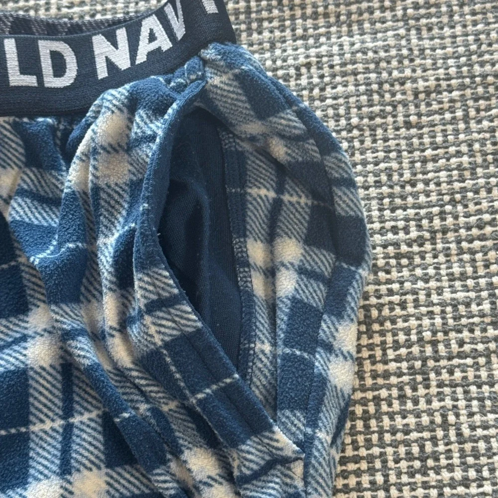 Old Navy Boys Youth XL 14-16 BlueWhite Plaid Fleece Pajama Pants Joggers Pockets
